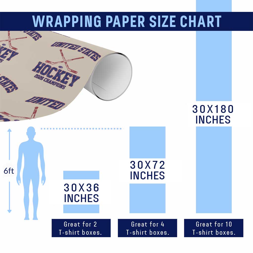 United States Hockey 2026 Champions Wrapping Paper Roll Patriotic USA Ice Hockey Victory Fan TS02 Print Your Wear