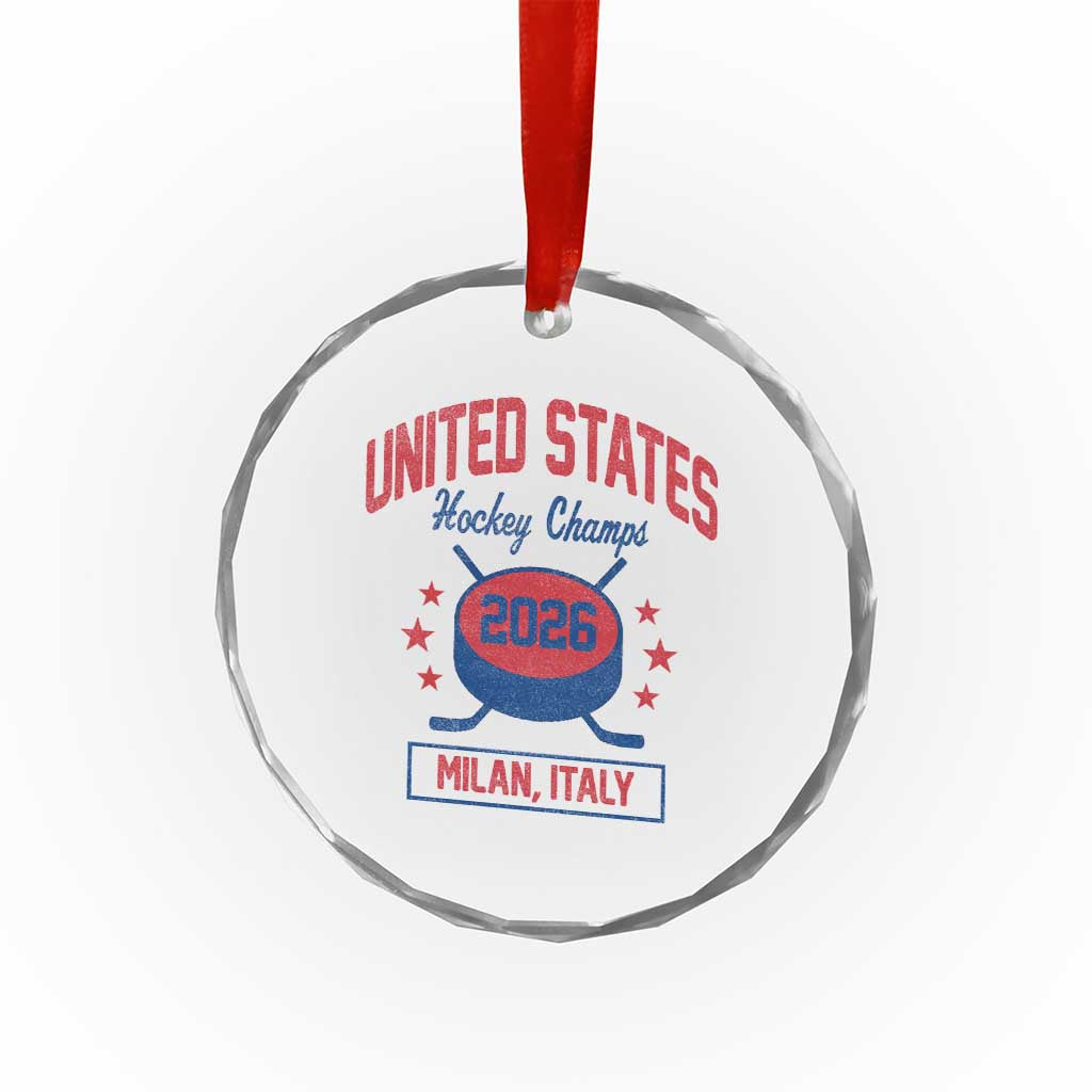 United States Hockey Champs 2026 Milan Italy Crystal Glass Ornament Patriotic USA Gold Medal Winter Games Fan TS02 Print Your Wear