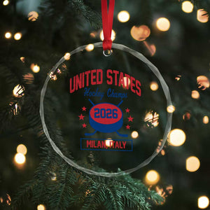 United States Hockey Champs 2026 Milan Italy Crystal Glass Ornament Patriotic USA Gold Medal Winter Games Fan TS02 Print Your Wear