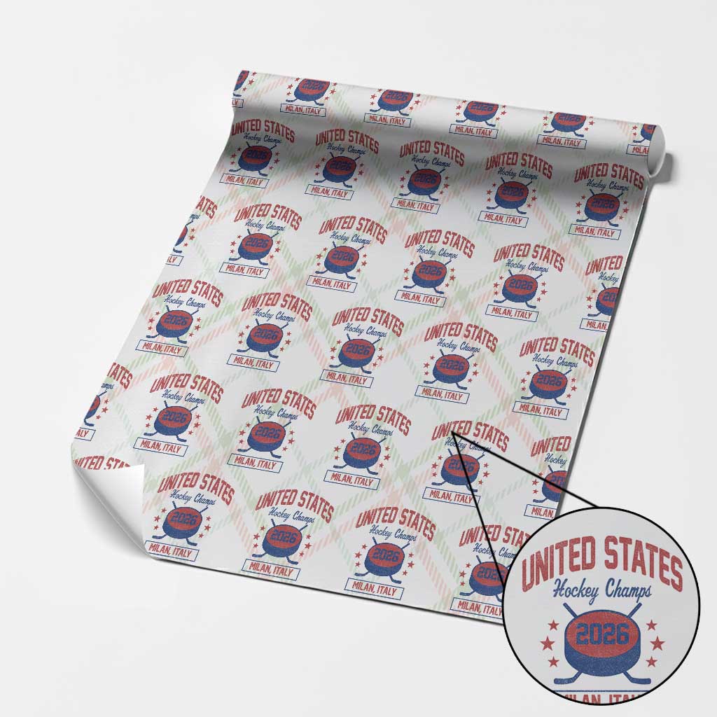 United States Hockey Champs 2026 Milan Italy Wrapping Paper Roll Patriotic USA Gold Medal Winter Games Fan TS02 Christmas Plaid Print Your Wear