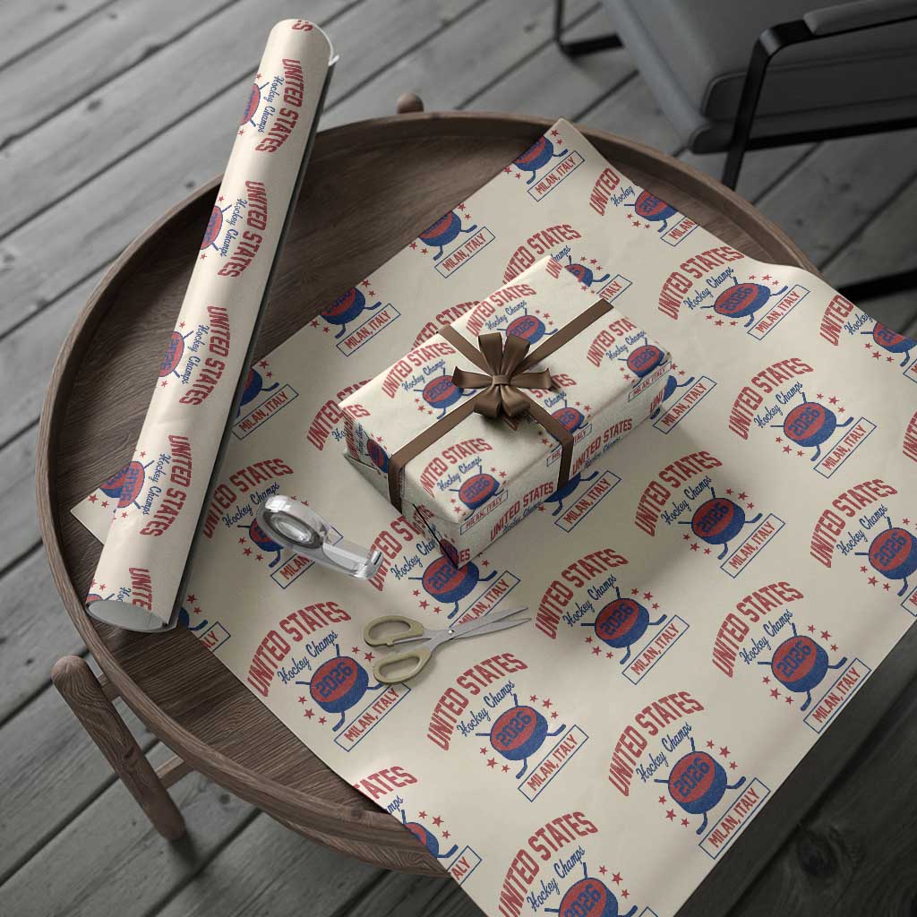 United States Hockey Champs 2026 Milan Italy Wrapping Paper Roll Patriotic USA Gold Medal Winter Games Fan TS02 Beige Print Your Wear