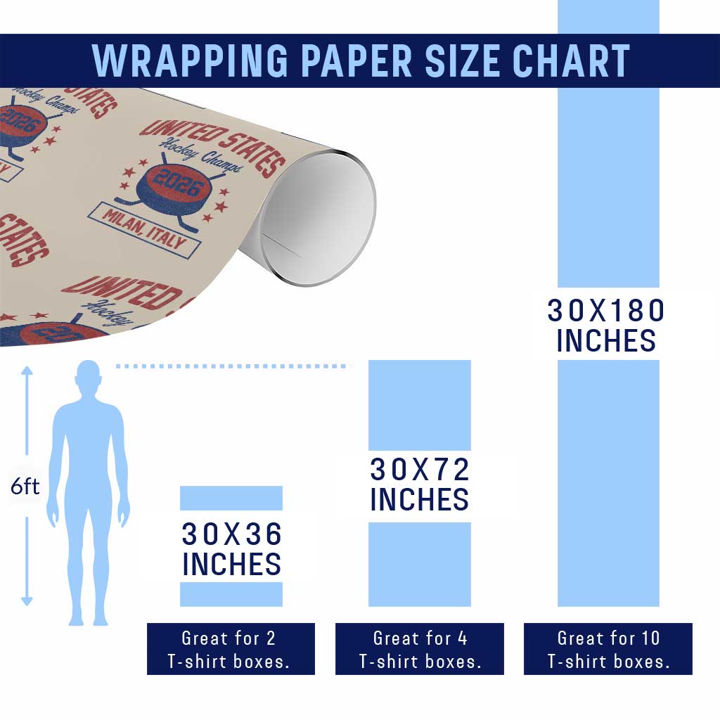 United States Hockey Champs 2026 Milan Italy Wrapping Paper Roll Patriotic USA Gold Medal Winter Games Fan TS02 Print Your Wear