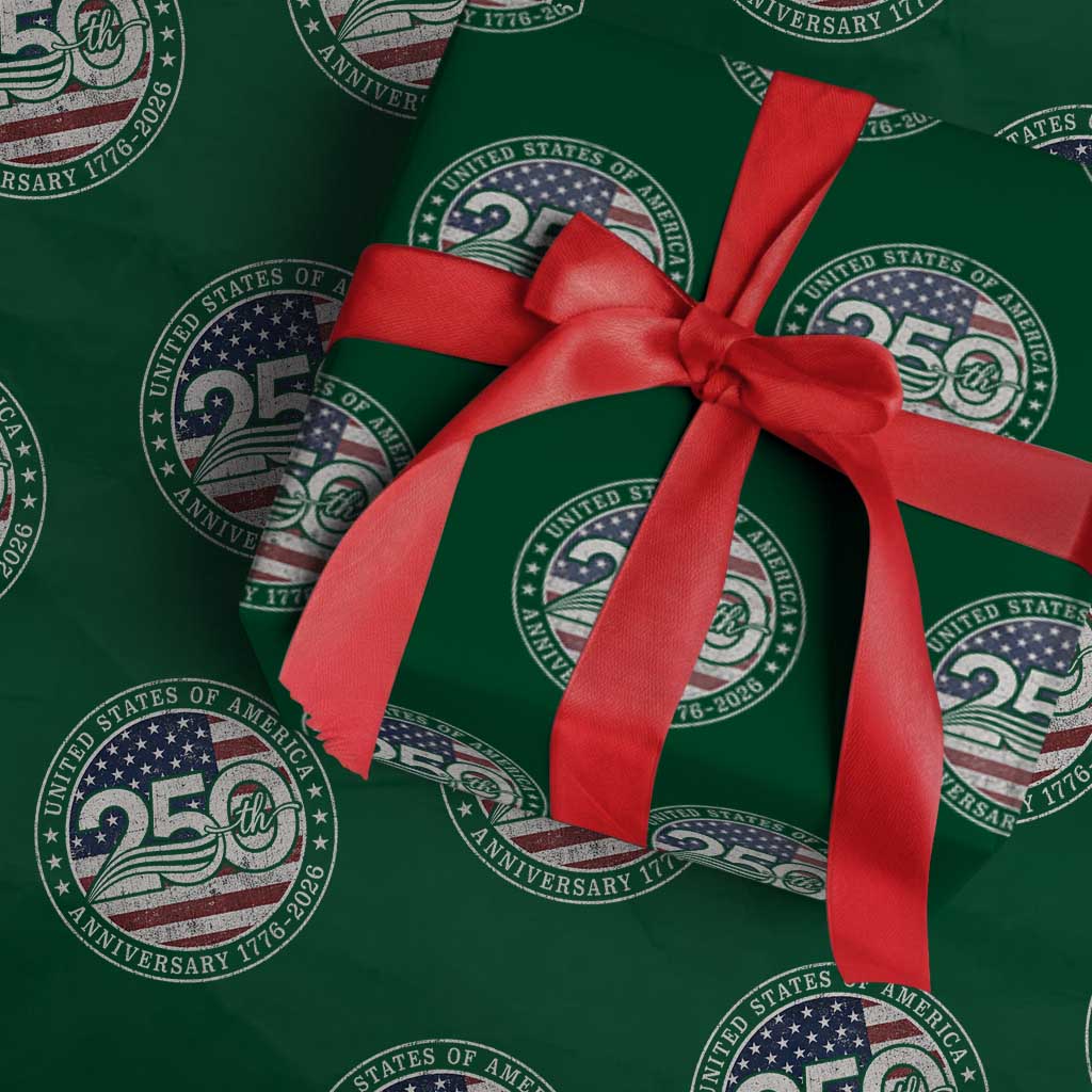 United States of America 250th Anniversary Vintage Seal Wrapping Paper Roll Distressed American Flag 1776 to 2026 Semiquincentennial Patriotic