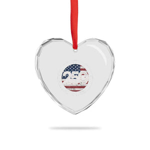 United States of America 250th Anniversary Vintage Seal Heart Crystal Glass Ornament Distressed American Flag 1776 to 2026 Semiquincentennial Patriotic
