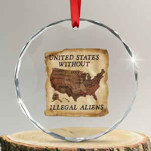 United States Without Illegal Aliens Crystal Glass Ornament Native Land Map