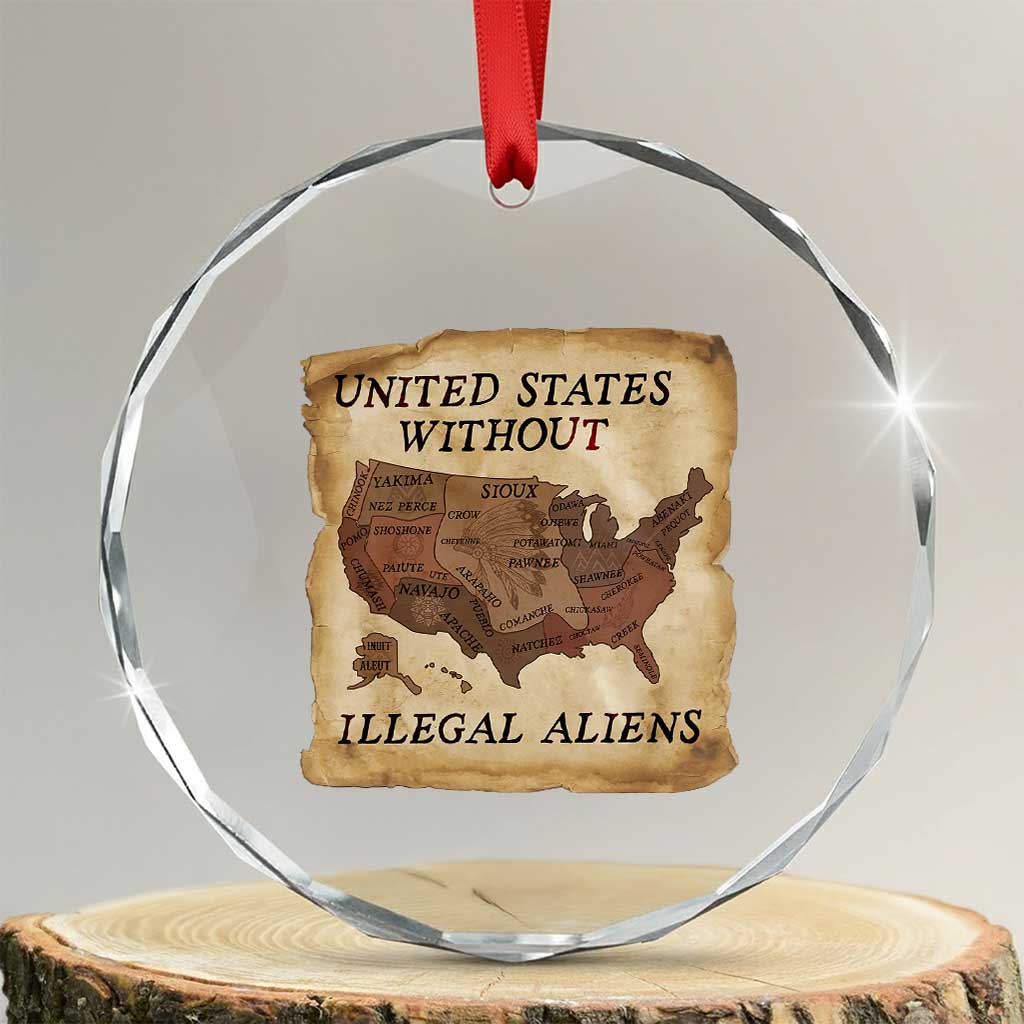 United States Without Illegal Aliens Crystal Glass Ornament Native Land Map TS14 Transparent Glass 3'' Circle Print Your Wear