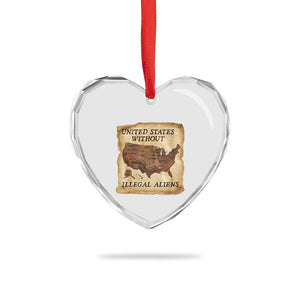 United States Without Illegal Aliens Heart Crystal Glass Ornament Native Land Map