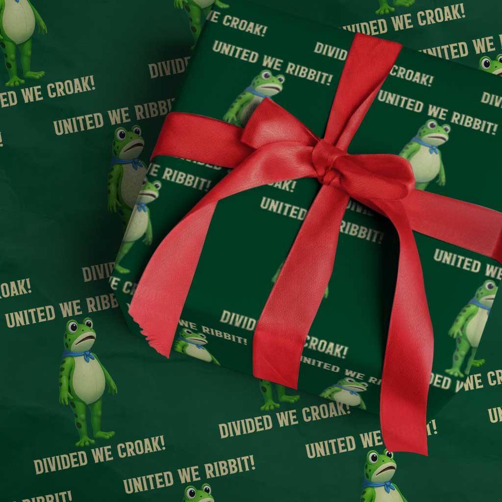 United We Ribbit Frog Protest Wrapping Paper Roll Divided We Croak Free Portland Resist 2025 TS02 Green Print Your Wear