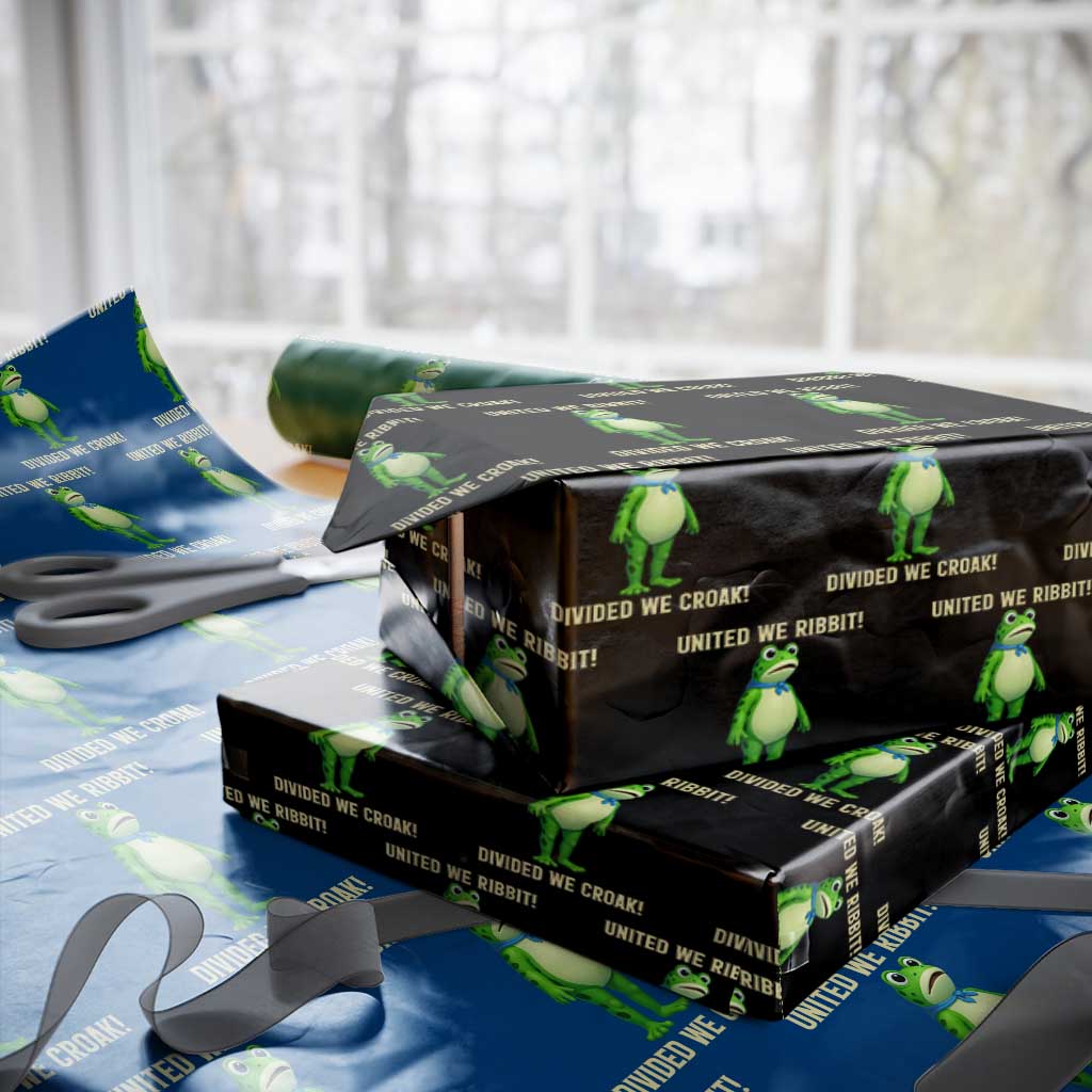 United We Ribbit Frog Protest Wrapping Paper Roll Divided We Croak Free Portland Resist 2025 TS02 Black Print Your Wear