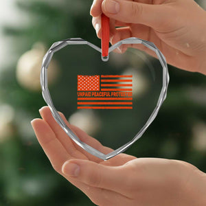Unpaid Peaceful Protester Orange Distressed American Flag Heart Crystal Glass Ornament Satirical Political Graphic TS02 Print Your Wear