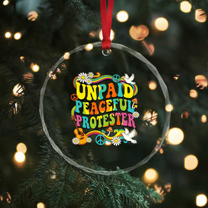 Unpaid Peaceful Protester Retro Hippie Rainbow Crystal Glass Ornament Flower Power Peace Activist TS02 Print Your Wear