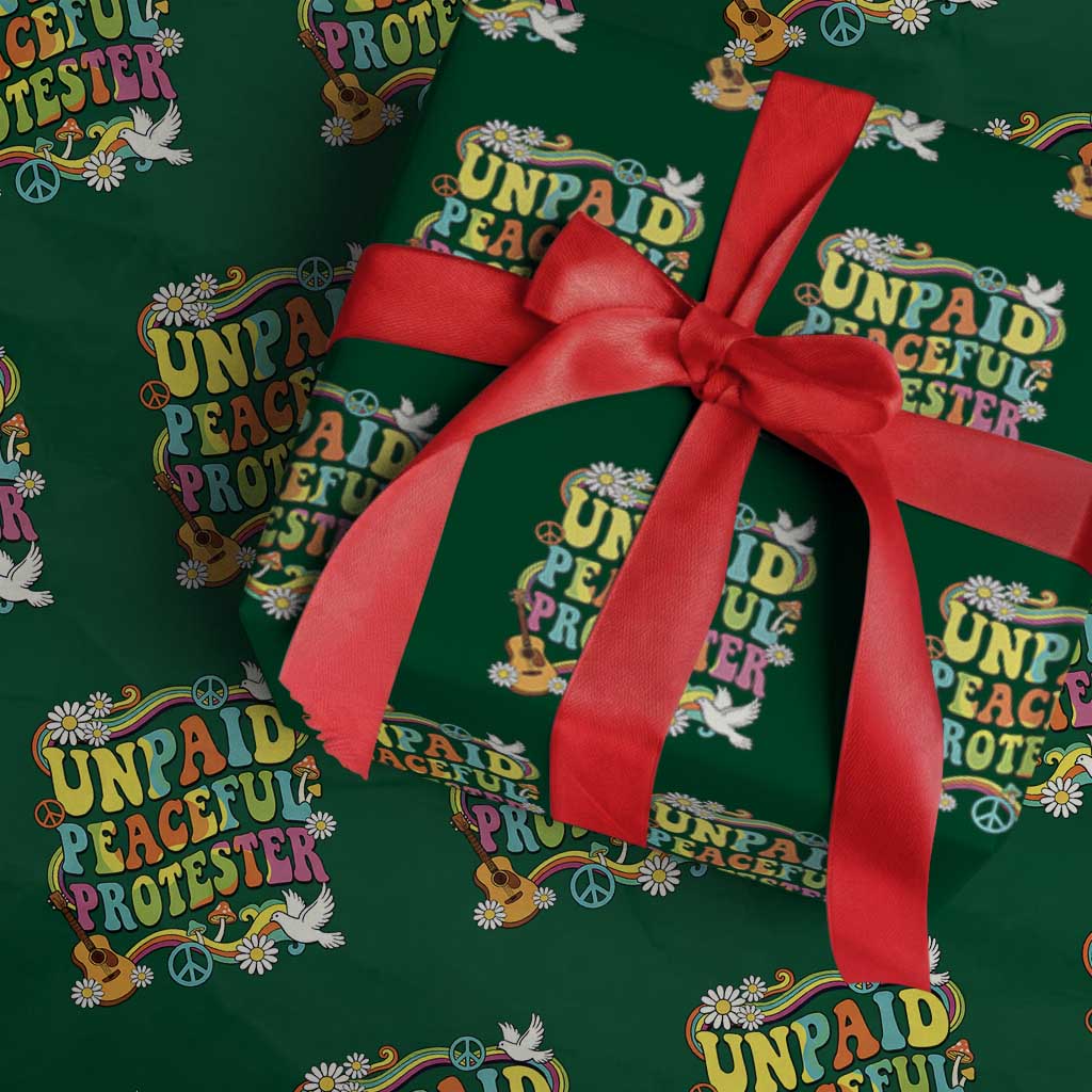 Unpaid Peaceful Protester Retro Hippie Rainbow Wrapping Paper Roll Flower Power Peace Activist TS02 Green Print Your Wear