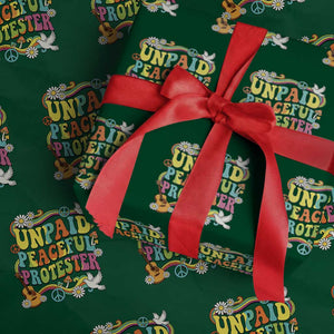 Unpaid Peaceful Protester Retro Hippie Rainbow Wrapping Paper Roll Flower Power Peace Activist TS02 Green Print Your Wear