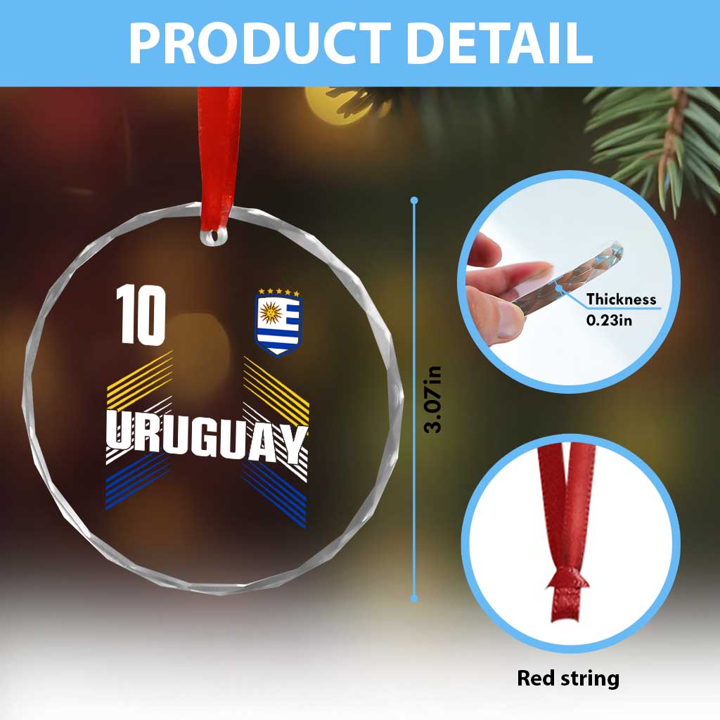 Uruguay Soccer Sports Graphic Number 10 Jersey Style Crystal Glass Ornament Proud Uruguayan Football Fans Game Day Pride