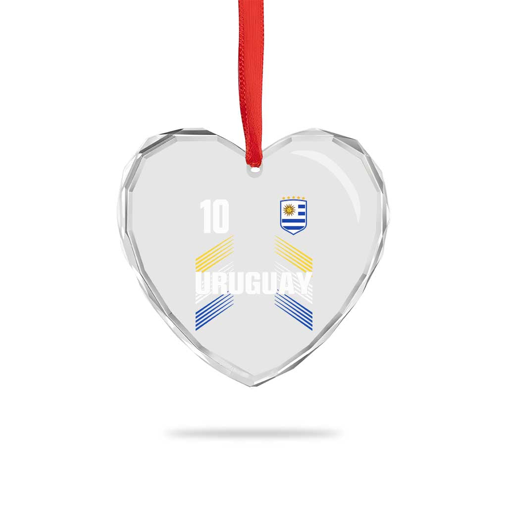 Uruguay Soccer Sports Graphic Number 10 Jersey Style Heart Crystal Glass Ornament Proud Uruguayan Football Fans Game Day Pride TS02 Print Your Wear