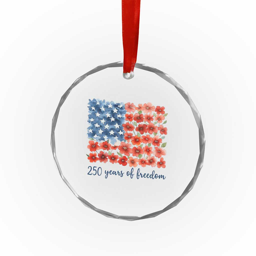 US 250 Years Of Freedom Crystal Glass Ornament Retro Flower American Flag TS11 Print Your Wear