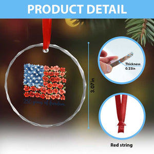 US 250 Years Of Freedom Crystal Glass Ornament Retro Flower American Flag TS11 Print Your Wear