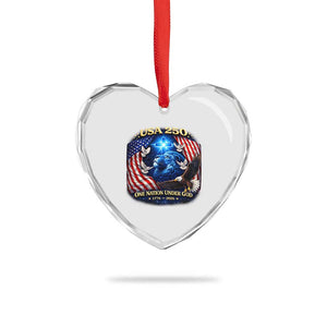 US 250th Anniversary Heart Crystal Glass Ornament 250 Years One Nation Under God Christian Patriotic Cross USA Flag TS10 Print Your Wear