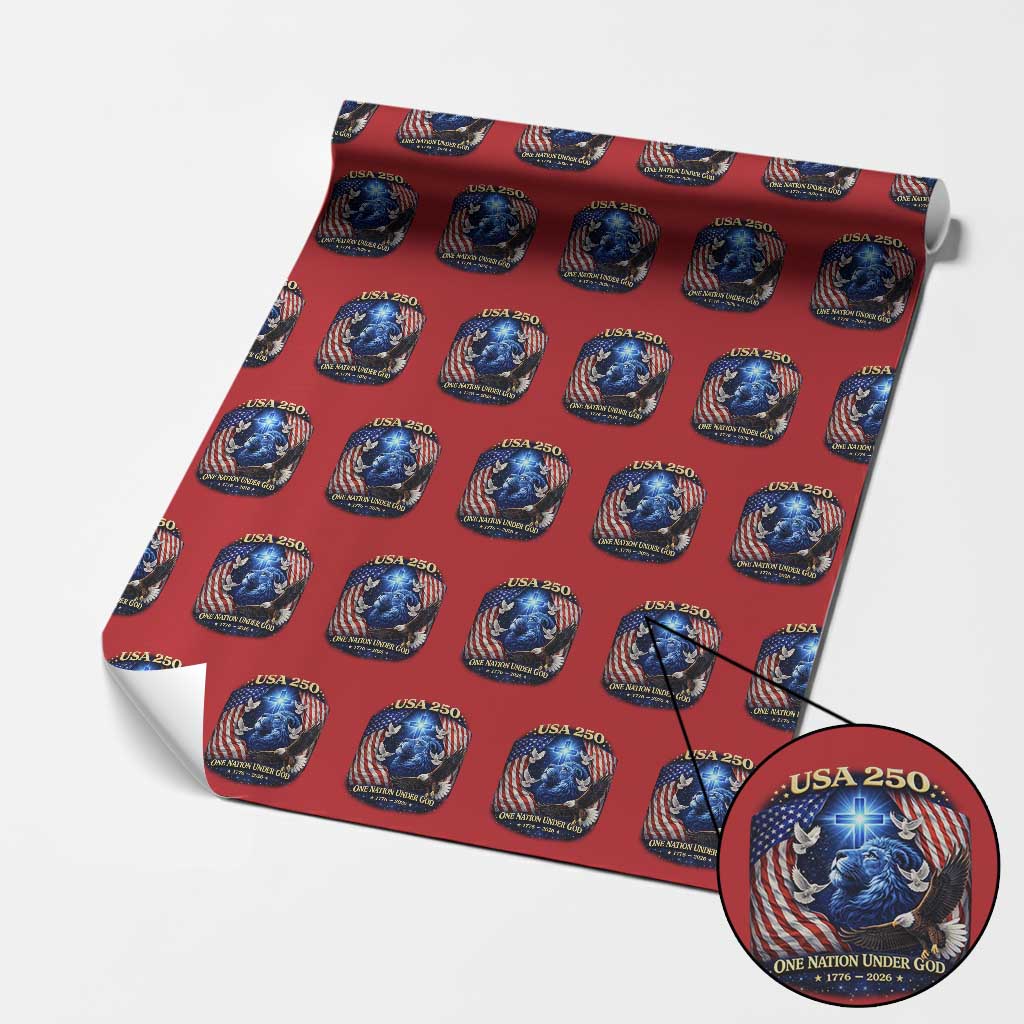 US 250th Anniversary Wrapping Paper Roll 250 Years One Nation Under God Christian Patriotic Cross USA Flag TS10 Red Print Your Wear