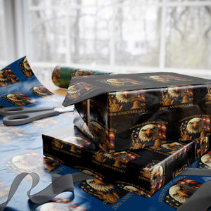 US 250th Anniversary Wrapping Paper Roll Retro Bald Eagle American Flag Patriotic Veterans TS10 Black Print Your Wear