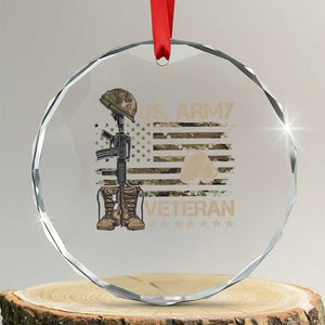 US Army Veteran Flag Crystal Glass Ornament TS10 Transparent Glass 3'' Circle Print Your Wear