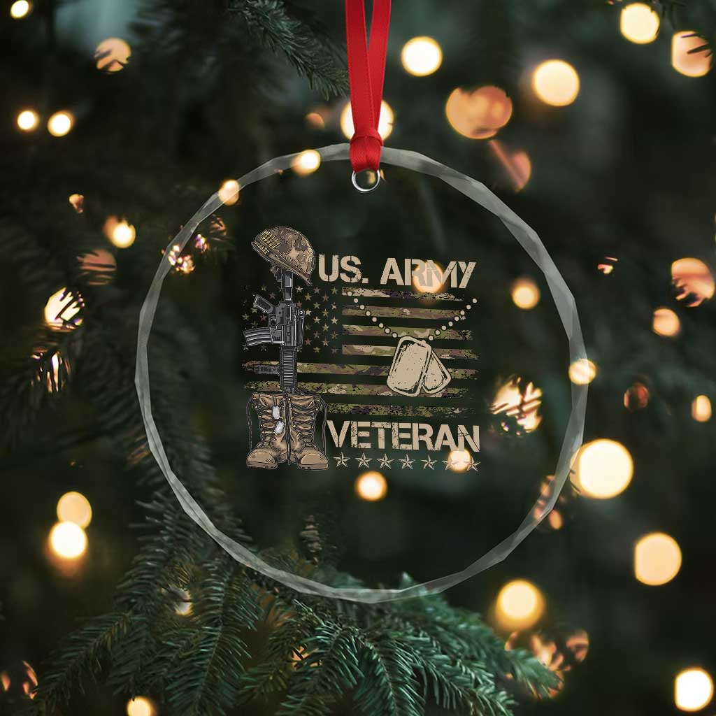 US Army Veteran Flag Crystal Glass Ornament TS10 Print Your Wear