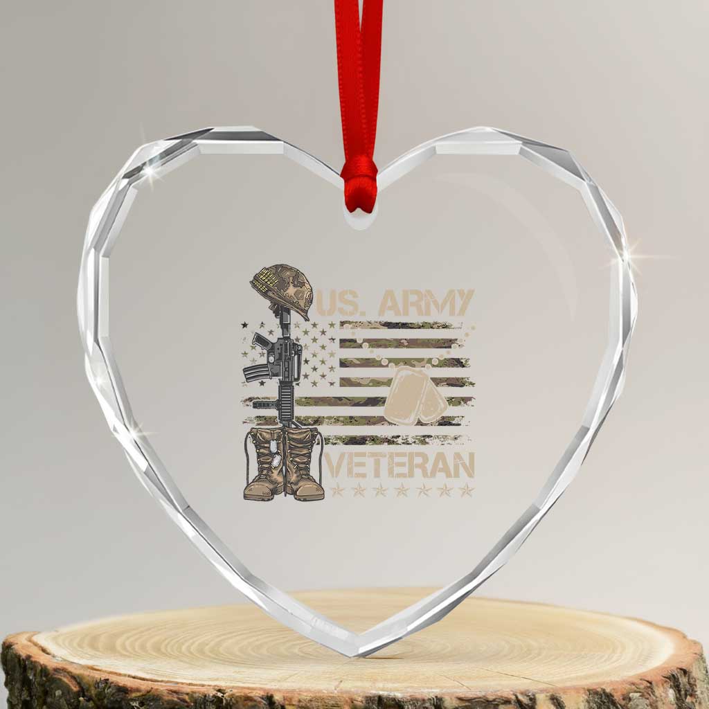 US Army Veteran Flag Heart Crystal Glass Ornament TS10 Transparent Glass 3'' Heart Print Your Wear
