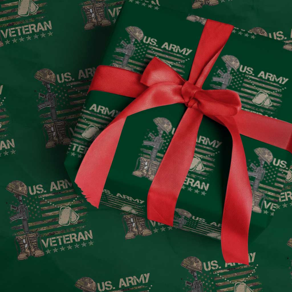 US Army Veteran Flag Wrapping Paper Roll TS10 Green Print Your Wear