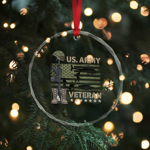 US Arrny Veteran Crystal Glass Ornament Proud Soldier USA Flag Camouflage Military TS14 Print Your Wear
