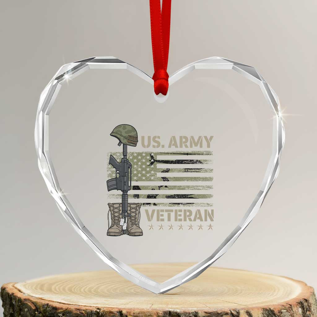 US Arrny Veteran Heart Crystal Glass Ornament Proud Soldier USA Flag Camouflage Military TS14 Transparent Glass 3'' Heart Print Your Wear