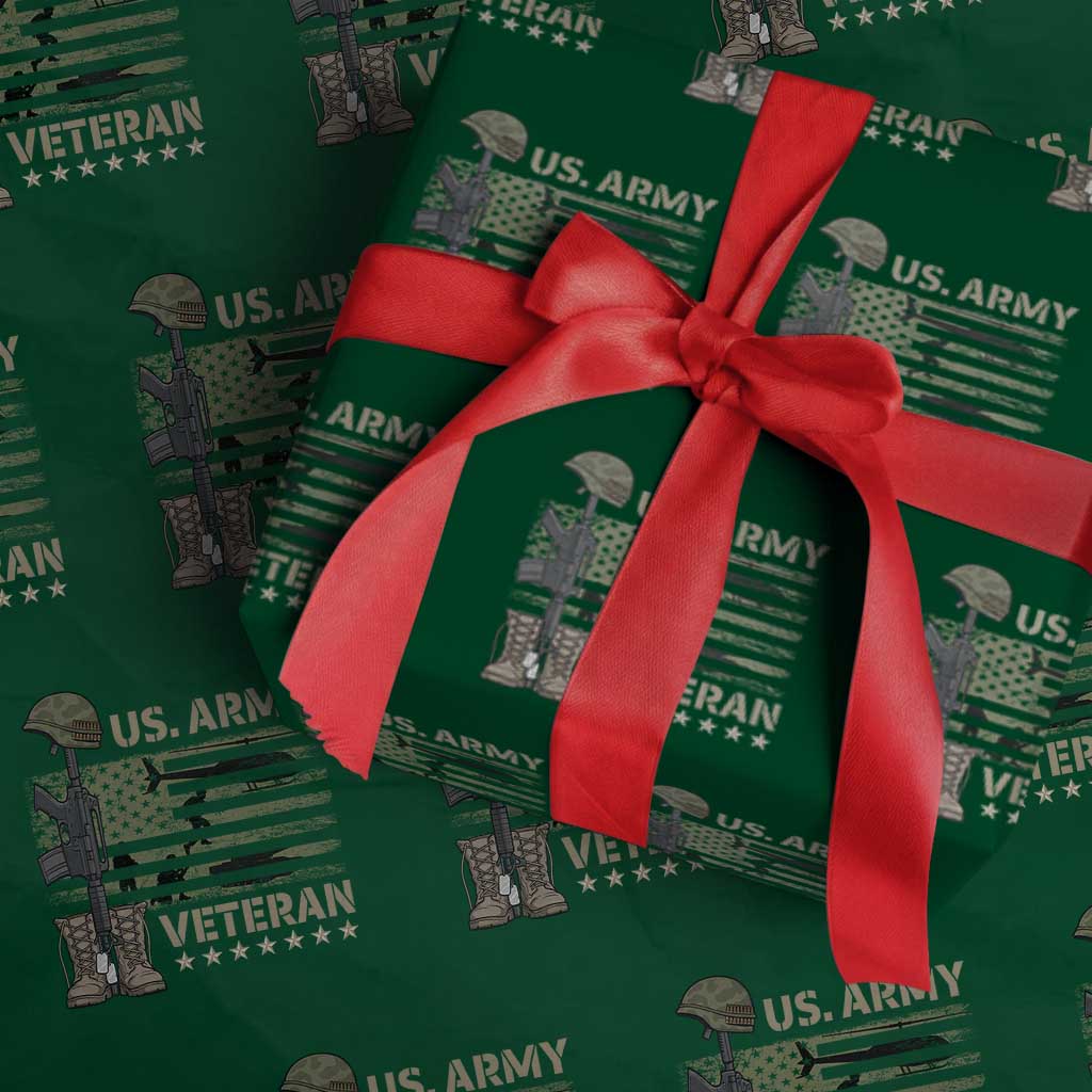 US Arrny Veteran Wrapping Paper Roll Proud Soldier USA Flag Camouflage Military TS14 Green Print Your Wear