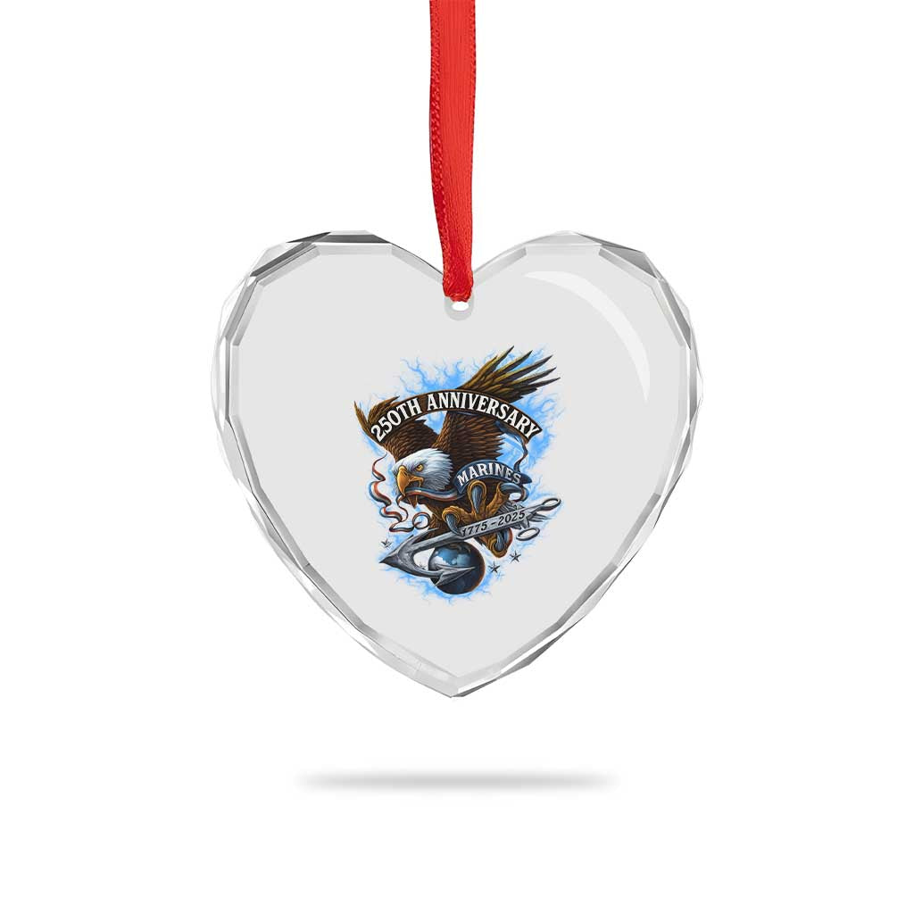 Us Marines Military 250th Anniversary Heart Crystal Glass Ornament Bald Eagle Anchor TS11 Print Your Wear