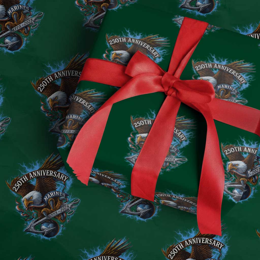 Us Marines Military 250th Anniversary Wrapping Paper Roll Bald Eagle Anchor TS11 Green Print Your Wear