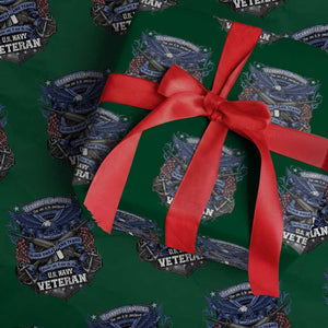 US Military Navy Veteran Wrapping Paper Roll It Cannot Be Inherited Nor Can It Be Purchased I Have Earned It TS11 Green Print Your Wear