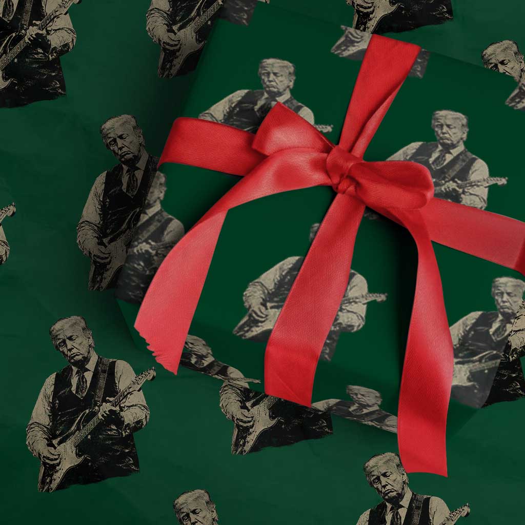 US Nation's Leader Playing Electic Rock Guitar Retro Vintage Wrapping Paper Roll TS11 Green Print Your Wear