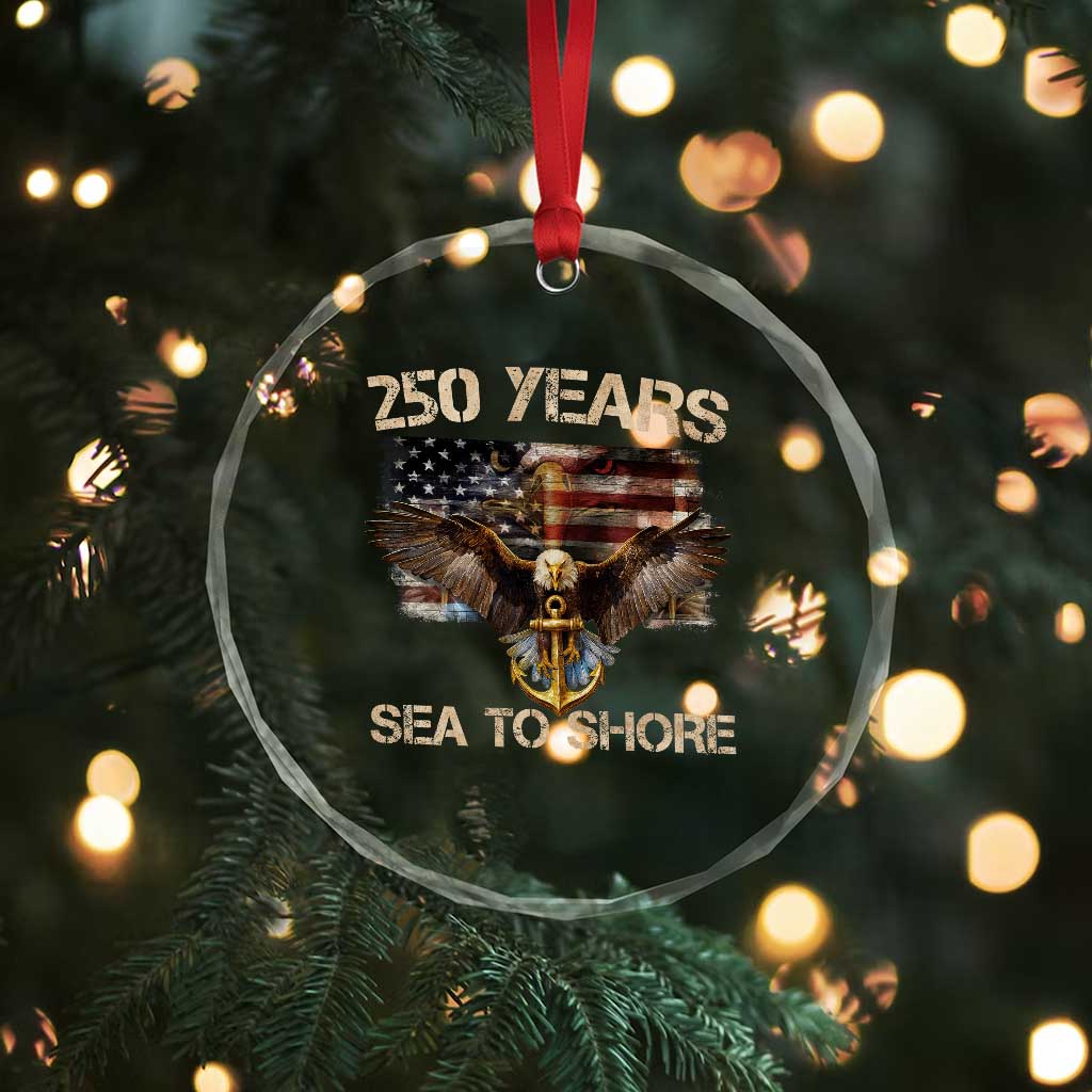 US Navy Military 250th Anniversary Crystal Glass Ornament 250 Years Sea To Shore Bald Eagle TS11 Print Your Wear
