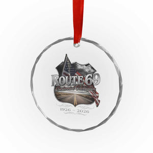 US Route 69 Centennial Celebration Crystal Glass Ornament Highway Road 100 Years Anniversary American Flag TS11 Print Your Wear