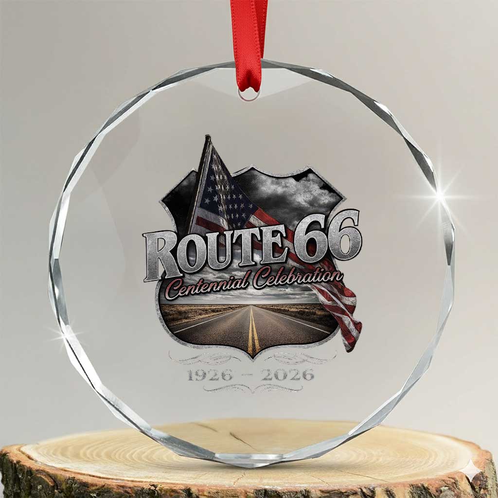 US Route Highway 66 Centennial Celebration Crystal Glass Ornament 100 Years Of The Mother Road Vintage American Flag TS11 Transparent Glass 3'' Circle Print Your Wear