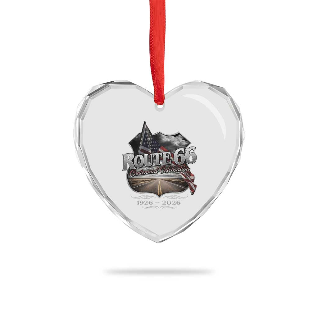 US Route Highway 66 Centennial Celebration Heart Crystal Glass Ornament 100 Years Of The Mother Road Vintage American Flag TS11 Print Your Wear