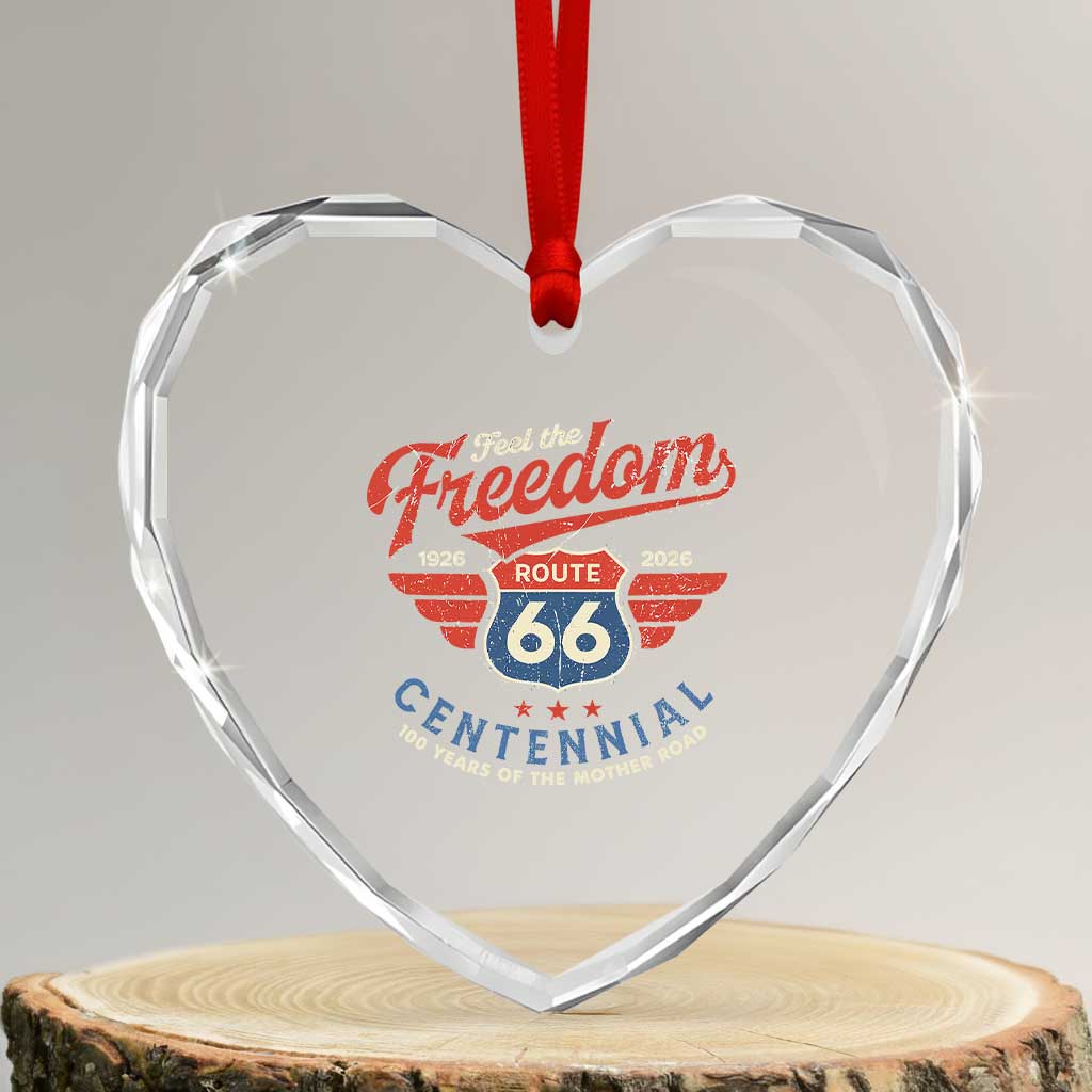US Route Highway 66 Centennial Heart Crystal Glass Ornament Feel The Freedom 100 Years Of The Mother Road TS11 Transparent Glass 3'' Heart Print Your Wear