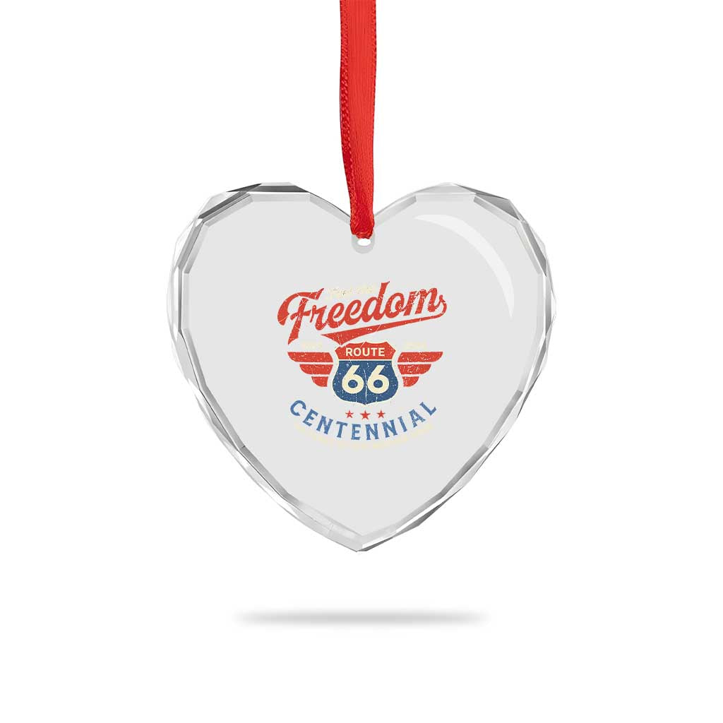 US Route Highway 66 Centennial Heart Crystal Glass Ornament Feel The Freedom 100 Years Of The Mother Road TS11 Print Your Wear