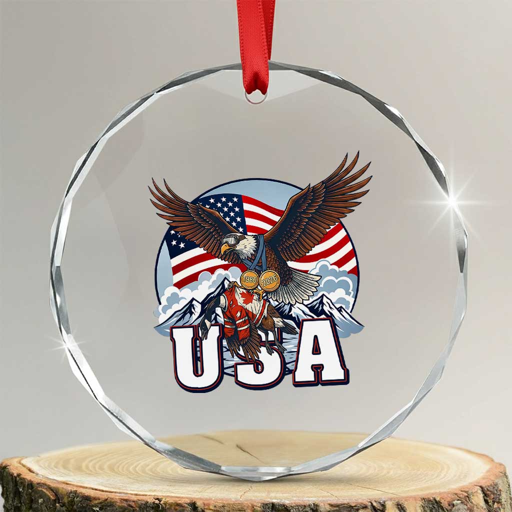 USA 1980 2026 American Eagle vs Canada Loon Crystal Glass Ornament Vintage Champs Retro Game Day Hockey Sports Fan TS02 Transparent Glass 3'' Circle Print Your Wear