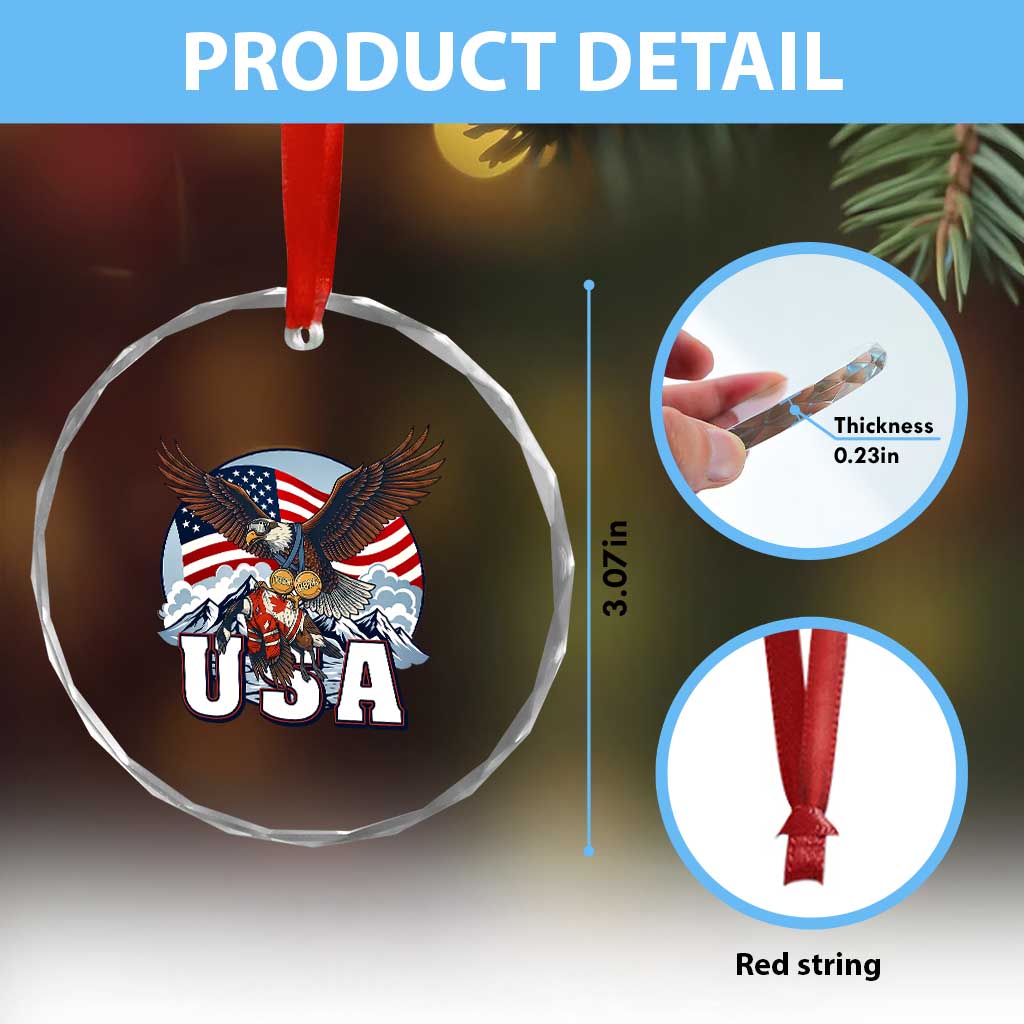 USA 1980 2026 American Eagle vs Canada Loon Crystal Glass Ornament Vintage Champs Retro Game Day Hockey Sports Fan TS02 Print Your Wear