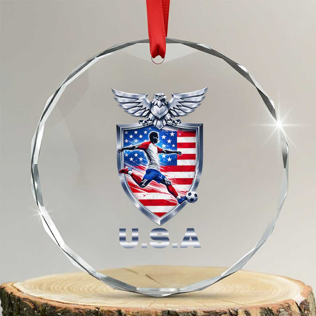 USA 2026 Soccer Player Crystal Glass Ornament United States Team Pride TS12 Transparent Glass 3'' Circle Print Your Wear