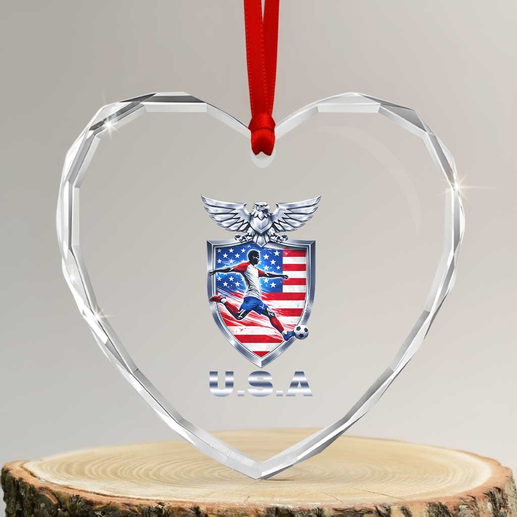 USA 2026 Soccer Player Heart Crystal Glass Ornament United States Team Pride TS12 Transparent Glass 3'' Heart Print Your Wear