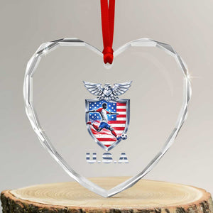 USA 2026 Soccer Player Heart Crystal Glass Ornament United States Team Pride TS12 Transparent Glass 3'' Heart Print Your Wear