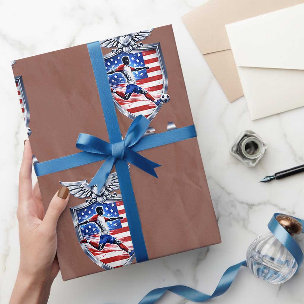 USA 2026 Soccer Player Wrapping Paper Roll United States Team Pride TS12 Mocha Print Your Wear
