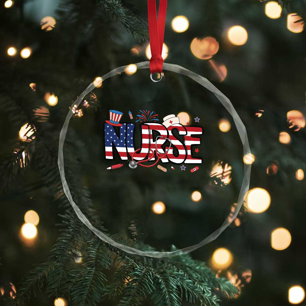 USA 250 Proud American Nurse Crystal Glass Ornament Patriotic Healthcare Hero TS12 Print Your Wear