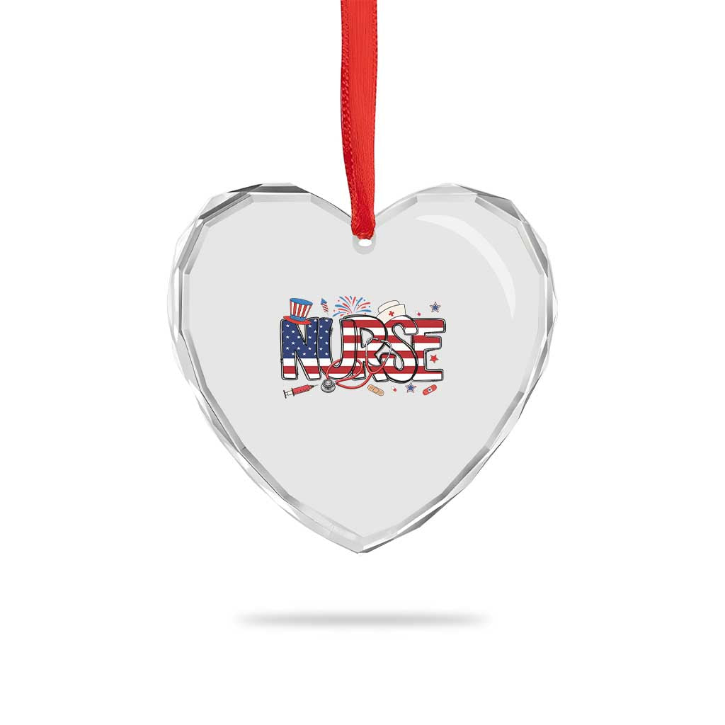 USA 250 Proud American Nurse Heart Crystal Glass Ornament Patriotic Healthcare Hero TS12 Print Your Wear