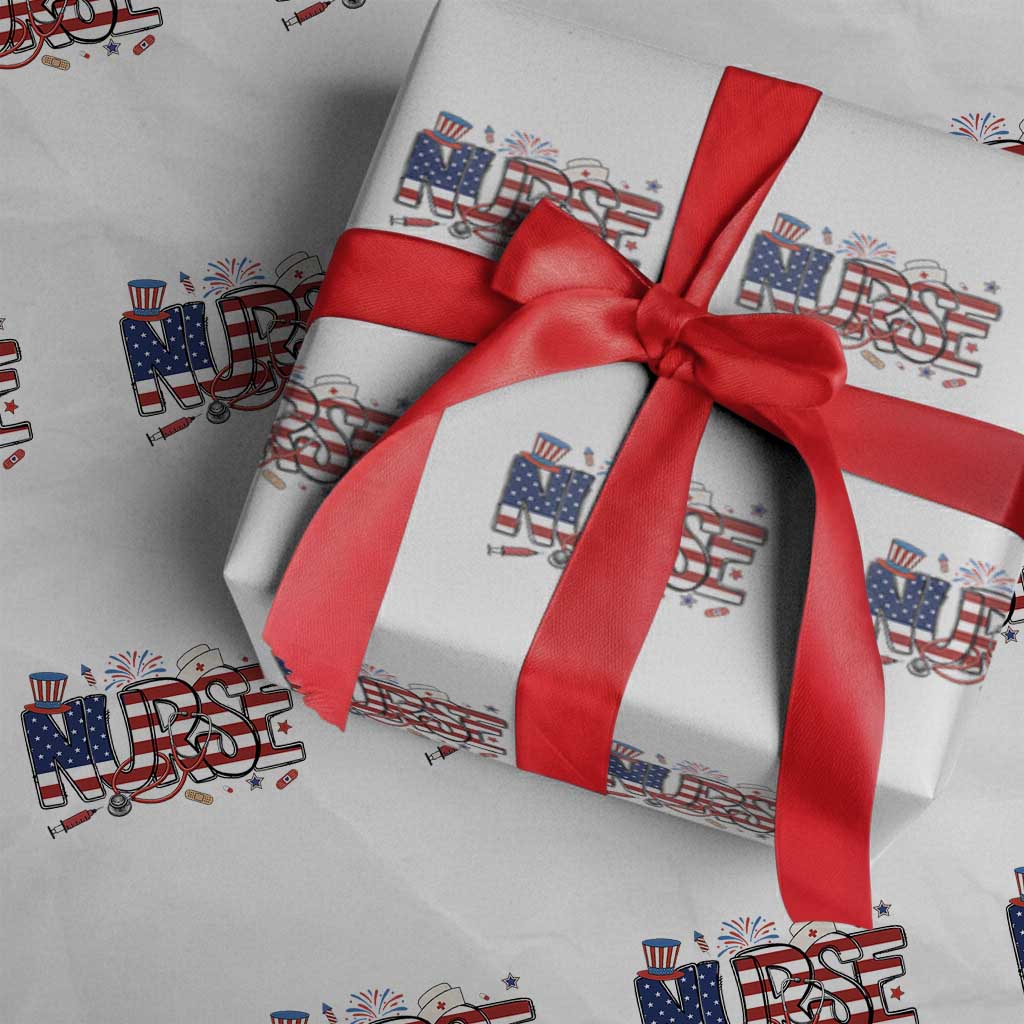USA 250 Proud American Nurse Wrapping Paper Roll Patriotic Healthcare Hero TS12 White Print Your Wear